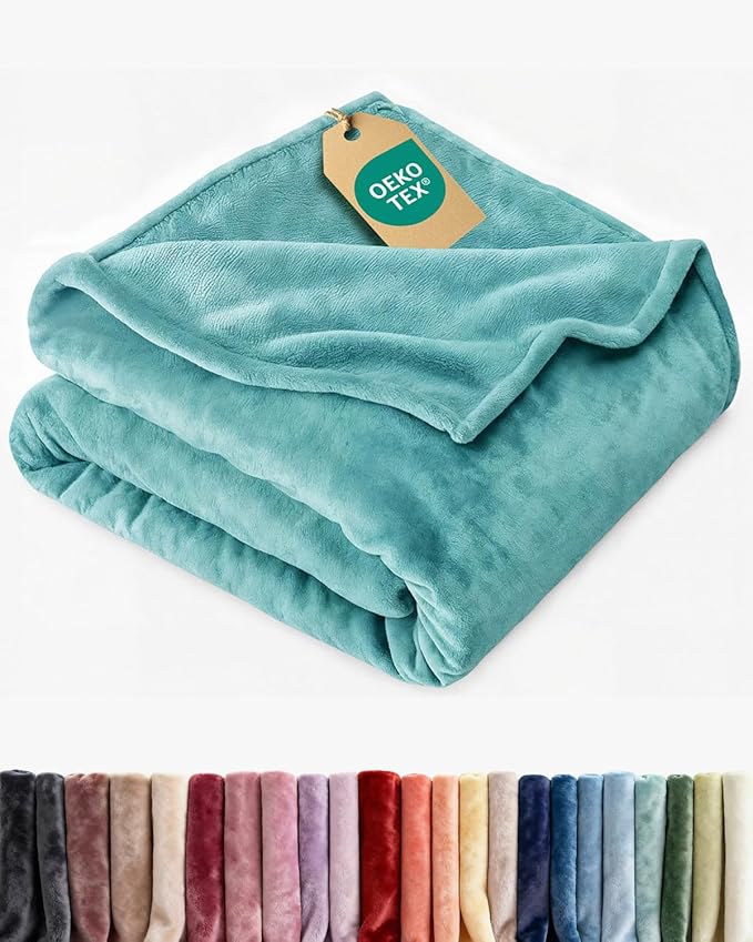 Ultra Soft Fleece Blanket King Size - Flannel Fleece Luxury King Blanket - Lightweight for Couch Bed Chair - Thick, Warm & Breathable - All Season Cozy Fuzzy, Anti-Static Microplush Bedding, Turqoise