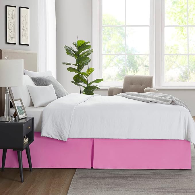 Nestl Light Pink Bed Skirt Cal King Size - Cal King Bed Skirt 14 Inch Drop - Brushed Microfiber Bed Skirts - Hotel Quality Pleated Bed Skirt - Shrinkage & Fade Resistant