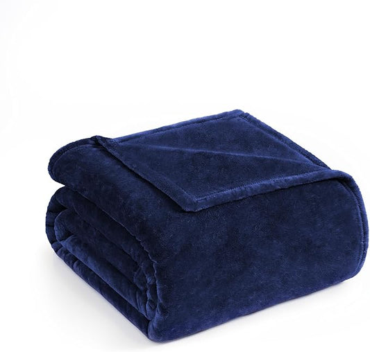 Casa Platino Fleece Blanket Twin Size – 300 GSM Navy Blue Fleece Throw for Bed or Couch – Soft Cozy Warm Holiday Bed Blanket for Winter, Fuzzy Plush Elegant Gifts for Kids, Men & Women - 68x90 Inch