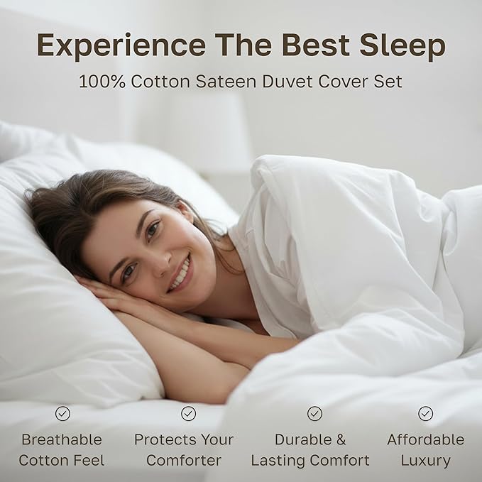 California Design Den 3 Pc King Size Duvet Cover Set -Winner Good Housekeeping Best Bedding Awards 2025, 400 Thread Count, 100% Cotton,Sateen Duvet Cover Cotton,Button Closure, Corner Ties-Light Grey