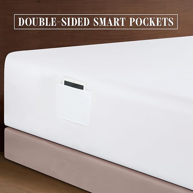 Elegant Comfort Luxurious 1500 Premium Hotel Quality Microfiber 4-Piece Sheet Set, 18-24 Inches Deep - Extra Deep Pocket Sheets - Ultra Soft 4PC Deep Pocket Sheets, King, White