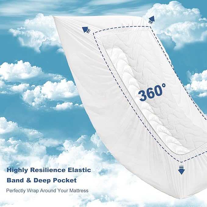 GRT King Mattress Protector, 100% Waterproof Mattress Protector King with Dual-Layers Protection, Noiseless Quilted Fitted Mattress Pad Cover with 8"-26" Deep Pocket