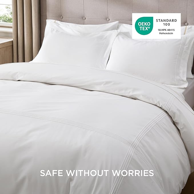 Bedsure Luxury Hotel Duvet Cover King Size, 100% White Cotton Rope Weave Bedding Set, Includes 1 Duvet Cover 104x90 Inches with Hidden Zipper & 2 Pillow Shams, Comforter Sold Separately