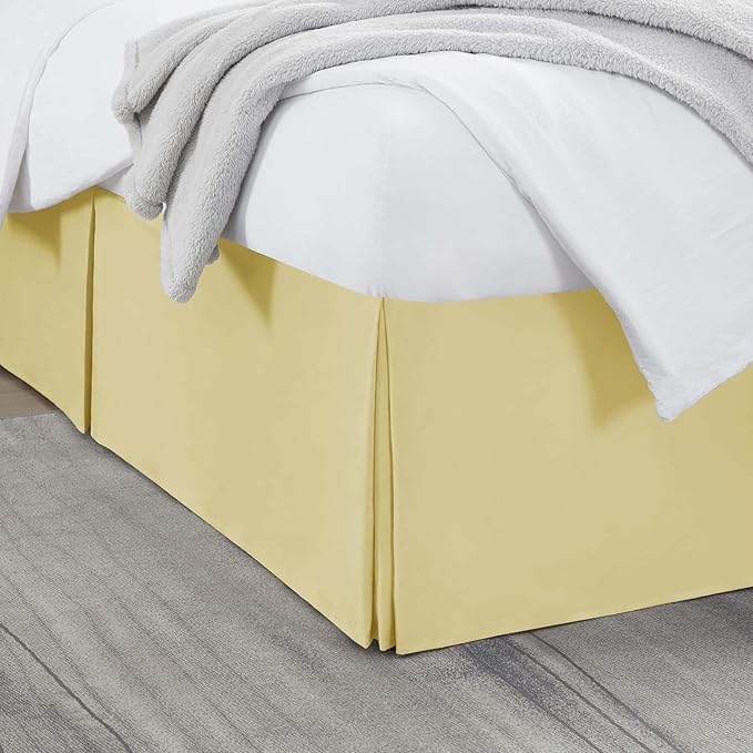 Nestl Vanilla Yellow Bed Skirt King Size - King Bed Skirt 14 Inch Drop - Brushed Microfiber Bed Skirts - Hotel Quality Pleated Bed Skirt - Shrinkage & Fade Resistant