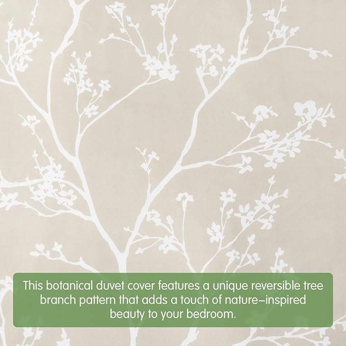 Lekesky King Size Duvet Cover Set, Reversible Duvet Cover King with Branch Pattern, Lightweight Soft Microfiber Comforter Cover, 3 Pieces Khaki Bedding Set with Zipper and 2 Pillowcases