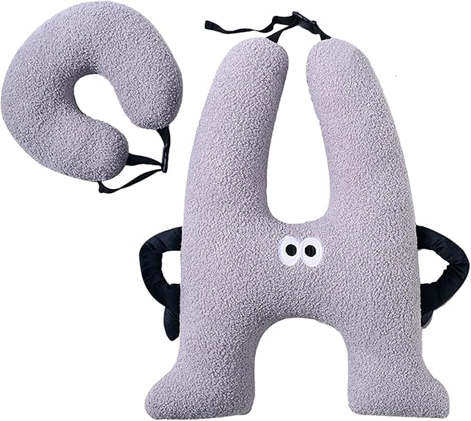 Car Pillow for Kids,H-Shaped Adjustable Travel Neck Pillow for Sleeping,Soft Plush Support for Head & Neck, Long Road Trip Essentials for Boys Girls(Grey)