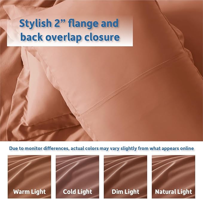 Nestl Rust California King Duvet Cover Sets - Soft Double Brushed Cal King Duvet Cover, 3 Piece, with Button Closure, 1 Duvet Cover 104x98 inches and 2 Pillow Shams