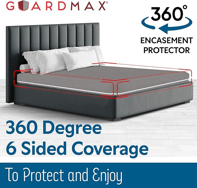Guardmax Jersey Knitted Full XL Zippered Mattress Encasement - Waterproof & Bed Bug Proof Mattress Protector - Comfortable, Soft, and Noiseless Zippered Bedding - Dust Mite Proof (54 x 80 x 12)