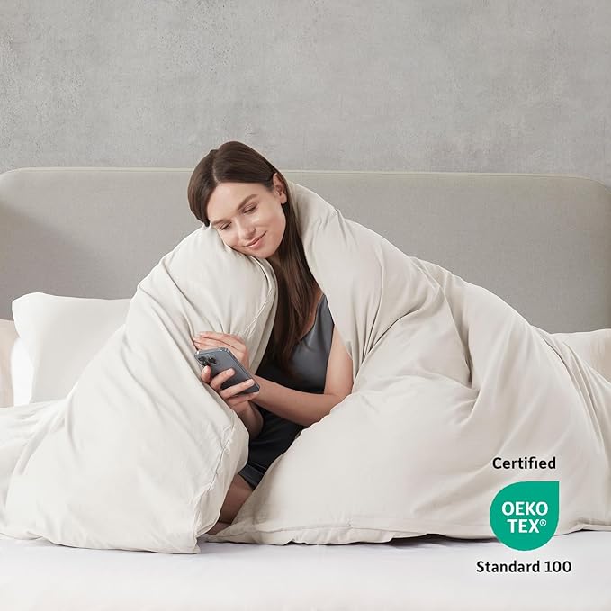 Nestl Off White Duvet Cover King Size - Soft Prewashed King Duvet Cover Set, 3 Piece, with Zipper Closure, 1 Duvet Cover 104x90 inches and 2 Pillow Shams - No Comforter