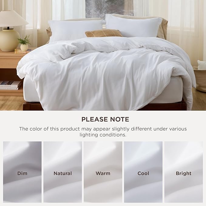 Bedsure Duvet Cover Oversized Queen Size - Soft Double Brushed Bedding Set for Kids & Adults, Zipper Closure, 3 Pieces, Includes 1 Duvet Cover (98"x98") & 2 Pillow Shams, NO Comforter, White