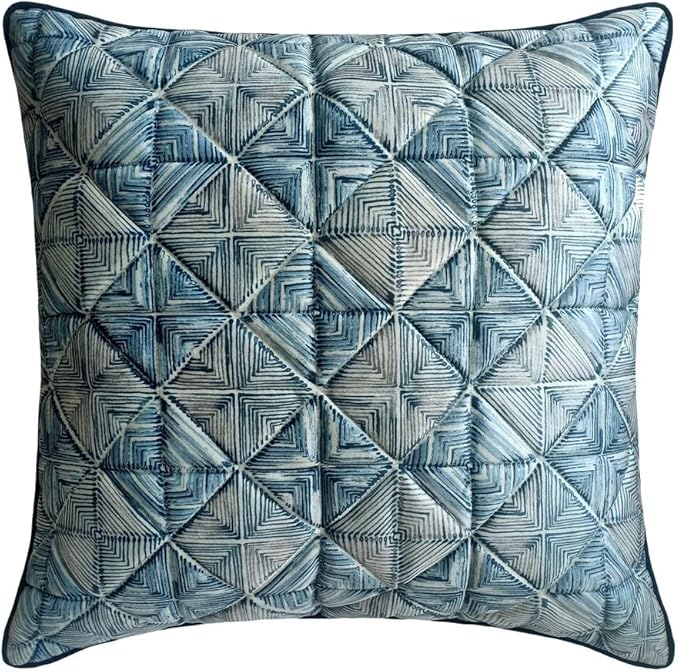 The HomeCentric King/Queen/Twin Blue Designer Twin 53"x18" Bed Runner Without Pillow Cover, Indigo, Printed & Quilted Bed Scarf on Suede Fabric - Indigo Centric