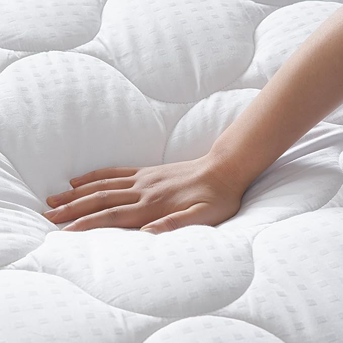 LEISURE TOWN Cotton Full XL Size Mattress Pad Fitted Quilted Mattress Cover Pillow Top Mattress Topper Cooling Soft Breathable Mattress Protector with 8-21 Deep Pocket,Machine Washable (54x75 White)