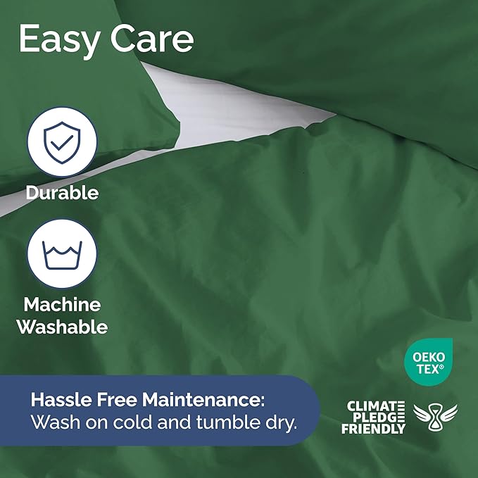 Duvet Cover Full Size - Extra Soft Full Size Duvet Cover - Lightweight & Breathable - Easy Care & Fade Free with Zipper Closures & Ties - 80" x 90" Inches - (Emerald Green) Comforter Not Included