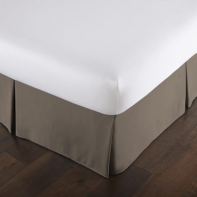 Southshore Fine Living, Inc. Pleated King Bed Skirt 14 Inch Drop - Pet Hair Resistant Dust Ruffle for King Size Bed - Wrinkle Free Bedskirt, Durable Microfiber Dust Ruffle, Easy Care - Dark Taupe