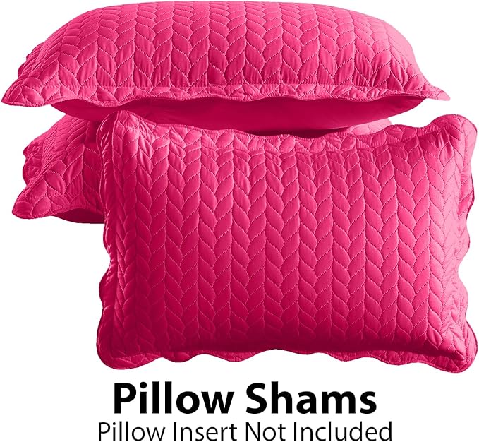 MOONLIGHT20015 Queen Quilt Bedding Set (90" x 96") - Bulk Pack of 10 Wholesale for Hotels, Guest Bedroom & Airbnbs - Lightweight Microfiber Reversible Embossed Quilts Bedspreads (Pink)