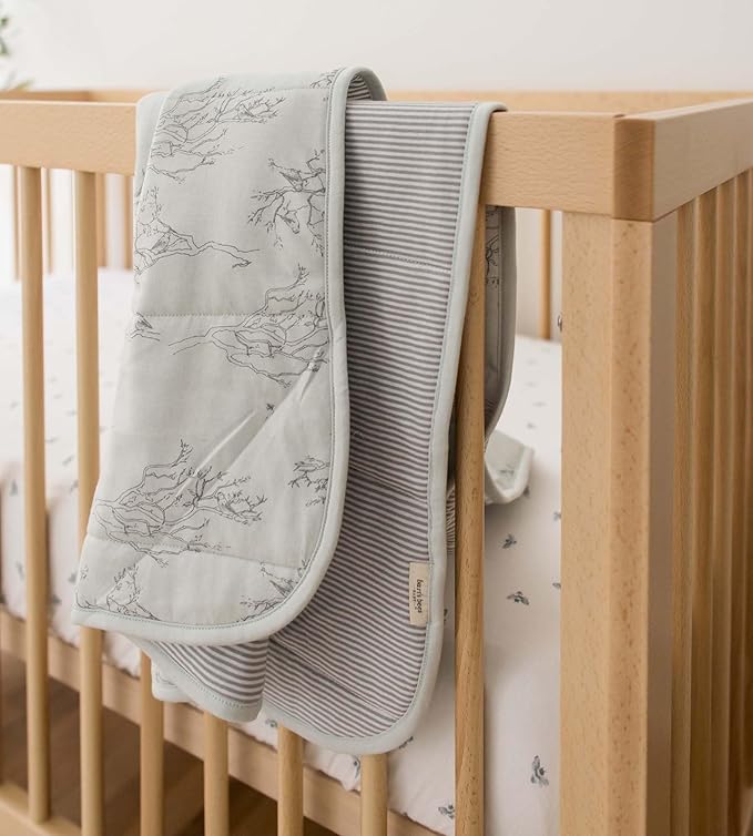 Burt's Bees Baby Reversible Blanket, Nursery, Stroller & Tummy-Time Organic Jersey Cotton Quilted Infant & Toddler Bedding