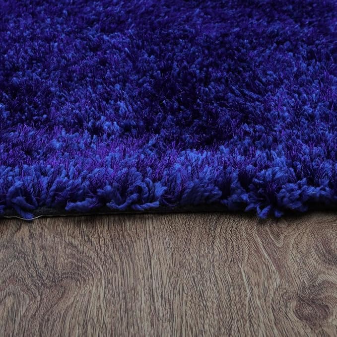 Hand Tufted SHAG Polyester ECO-Friendly Area Rugs - 4'x6', Rectangle, Blue, Solid Plain Design, High Pile Thick Handmade Anti Skid Area Rugs for Living Room, Bed Room K00111