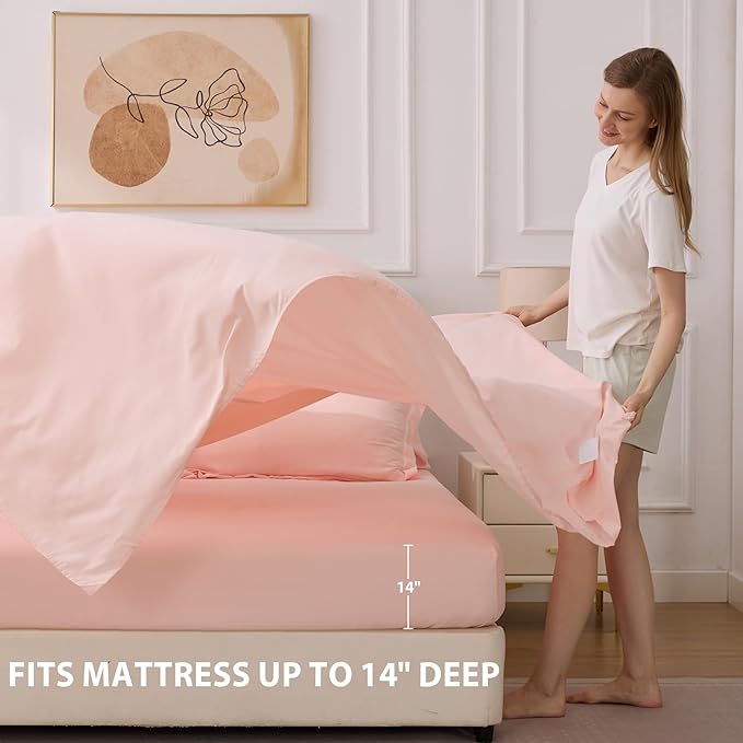 King Comforter Set Pink - Bed in a Bag King Size 7 Pieces, Soft Bedding Set for All Seasons, Premium King Comforter Set with Comforter, Sheets, Pillowcases & Shams