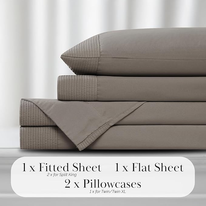 Southshore Fine Living, Inc. Deep Pocket Full size bed sheets set with 21" Deep Full Fitted Sheet, Pillow Cases Standard Size Set of 2 | Hotel Luxury Quality | Easy Care Microfiber Sheets | Dark Taupe