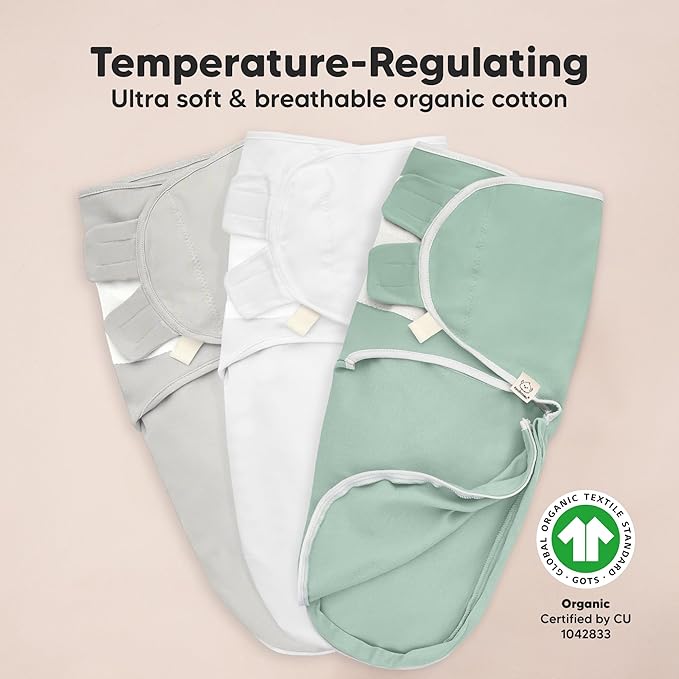 Baby Swaddle Sleep Sacks with Zipper - 3-Pack Swaddles for Newborns 0-3 Months, Infant, Baby Girls, Boys, Soft & Durable Newborn Sleep Sack, Easy Diaper Change Swaddling Blanket (Sage, OS)