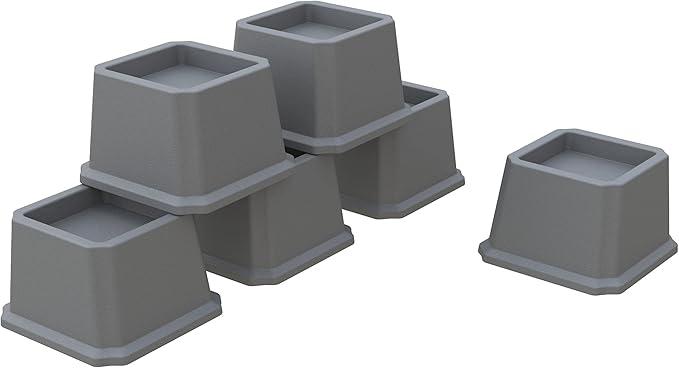 Bed Risers 2 Inch Heavy Duty Bed Elevators, Set of 6 Lifts Up 2000 lbs Furniture Riser for Sofa and Table, Gray