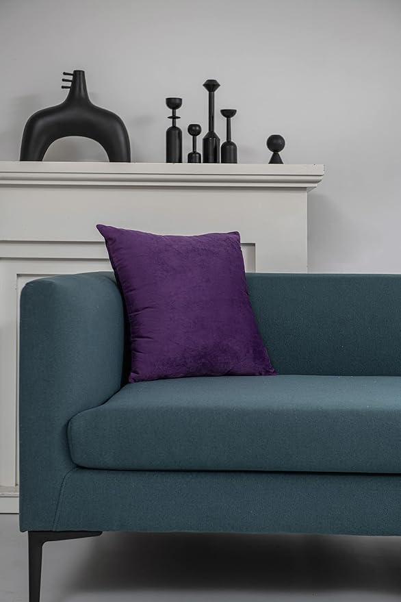 Throw Pillow Covers 22x22 Purple: Pack of 2 Cozy Soft Velvet Square Modern Luxury Decorative Throw Pillow Cases for Sofa Couch Living Room Bed Home Decor