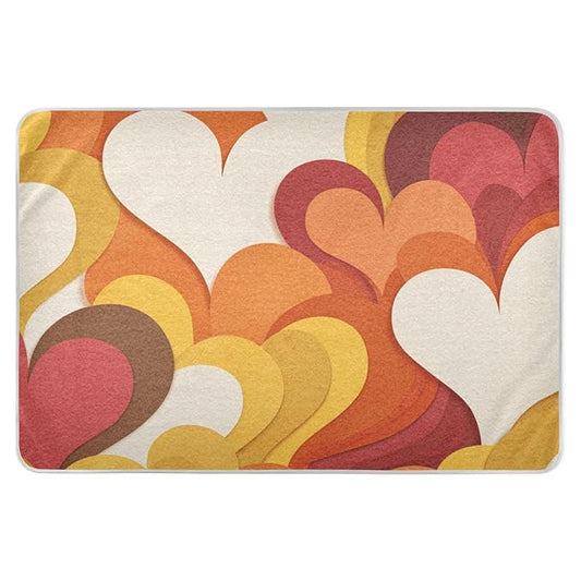 Waterproof Bed Pad Reusable Changing Pad Toddler Mattress Protector Large Pee Pad Baby Diaper Pad Soft Washable Liner Orange Abstract Hearts