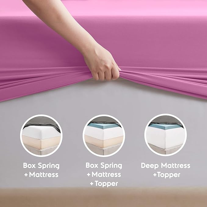 Nestl Twin XL Sheet Set - College Dorm Size - Luxury 1800 Ultra-Soft Microfiber Twin Extra Long Bed Sheets - Deep Pockets - Easy Fit - Extra Soft - 3 Piece Set (Twin XL, Light Pink)