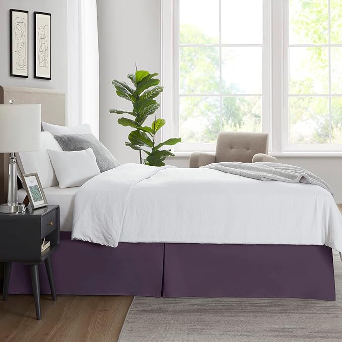 Nestl Dark Purple Bed Skirt Queen Size - Queen Bed Skirt 14 Inch Drop - Brushed Microfiber Bed Skirts - Hotel Quality Pleated Bed Skirt - Shrinkage & Fade Resistant