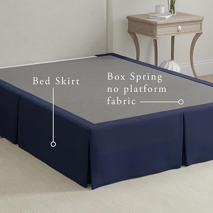 Bed Maker’s Never Lift Your Mattress Bed Skirt, Designed for Box Spring Beds, Split Corners, 14 Inch Drop Length, California King, Navy