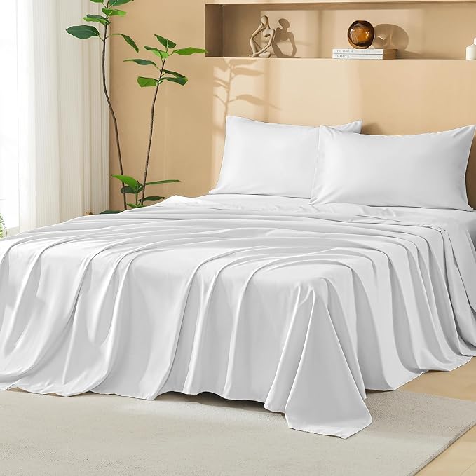 Litanika White Comforter King Size Set with Sheets - 7 Pieces Boho Bed in a Bag Chevron Tufted Complete Bedding Sets Lightweight All Season Bed Set with Comforter, Sheets, Pillowcases & Shams
