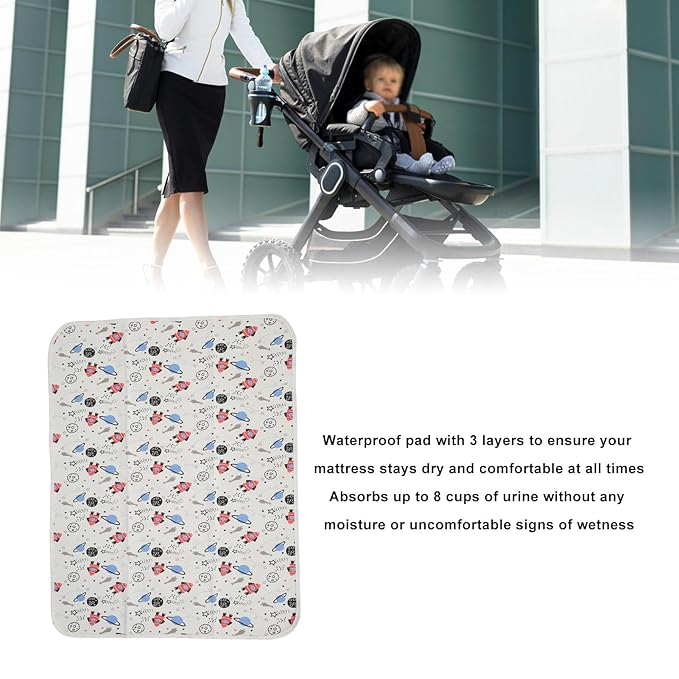 Respicefinem Baby Waterproofs Bed Pad Washable Mattress Pad Mat Baby Wateproofs Bed Mat Protector for Kids Toddler Reusable Underpads Bed Wetting Incontinence Cover (Space)