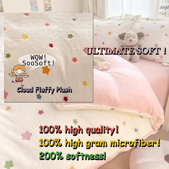 MorroMorn Twin Bedding Sets, Little Twinkle Stars Duvet Cover Set, Fluffy Comforter Covers Blanket Ultra Soft Kawaii Cute Unicorn for Girls Kids Toddler Teen Women Twin/Twin XL Size