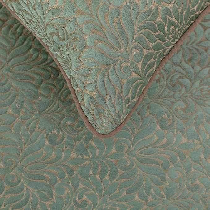 The HomeCentric King/Queen/Twin Blue & Beige Decorative Queen 74"x18" Bed Runner with Pillow Cover, Damask Bed Scarf on Jacquard Fabric - Arabella