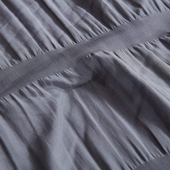 SLEEP ZONE Luxury Seersucker Queen Comforter Set 3-Piece, Soft & Lightweight Down Alternative Duvet Insert with Pillow Sham Cooling for Summer, Gray