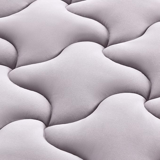 SLEEP ZONE Full Size Mattress Pad, Cooling Mattress Topper, Quilted Fitted Mattress Cover, Machine Washable Mattress Protector, Soft Fluffy Down Alternative, Deep Pocket 8~21 inch (Grey, Full)