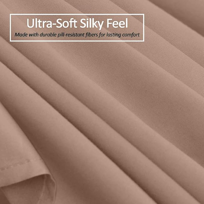 Bed Skirt - 25 Inch Fall Tailored Drop Pleated Dust Ruffle, 100% Egyptian Cotton - Solid Pattern and Color { Olympic Queen , Solid , Taupe}