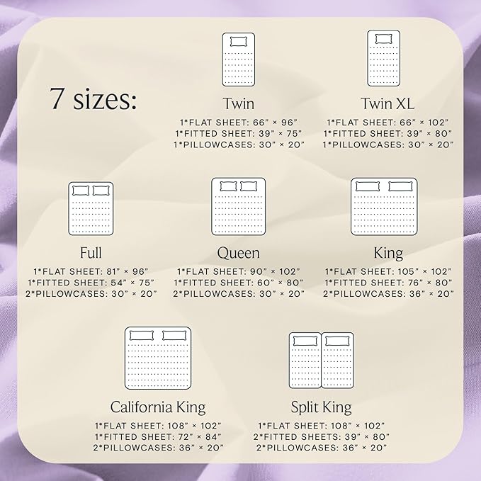 LuxClub 4 PC King Sheet Set, Breathable Luxury Bed Sheets, Deep Pockets 18" Wrinkle Free Cooling Bed Sheets Machine Washable Hotel Bedding Silky Soft - Lavender King