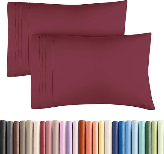 Queen Pillow Cases Set of 2 - Ultra Soft Hotel Quality Pillowcase Covers - Comfy, Cozy & Wrinkle Free - Shrinkage, Stain & Fade Resistant - Machine Washable Pillow Protectors - 2 Piece Set - Burgundy