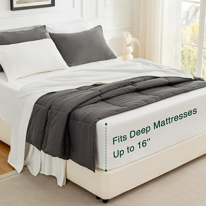 Love's cabin Fleece Queen Sheet Set - 4 Pcs White Super Soft Plush Polar Fleece Bed Sheets Set with 16" Deep Pocket,Cozy Warmth for Cold Season(1 Flat Sheet,1 Fitted Sheet,2 Pillow Cases)