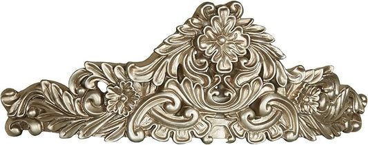 Parklynn Traditional Wall Teester | Metallic Platinum Tones | Royal Resin Bed Crown Creates a Lavish Canopy with your Window Curtain Panels or Sheer Drapery | Classic Scrollwork and Medallion Design