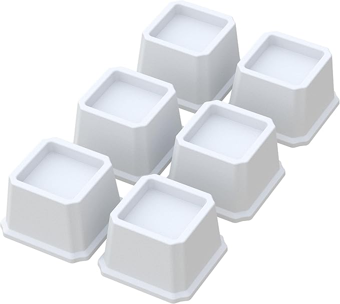 Bed Risers 2 Inch Heavy Duty Bed Elevators, Set of 6 Lifts Up 2000 lbs Furniture Riser for Sofa and Table, White