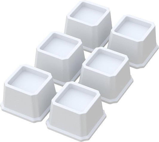 Bed Risers 2 Inch Heavy Duty Bed Elevators, Set of 6 Lifts Up 2000 lbs Furniture Riser for Sofa and Table, White