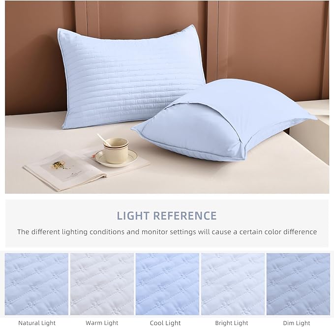 Lady Ann Light Blue Oversized King Bedspreads 128x120, Extra Large 3PCS Oversized King Quilt Set for Bed, Lightweight & Ultra-Soft Thin ComforterFarmhouse Bedspreads & Coverlets
