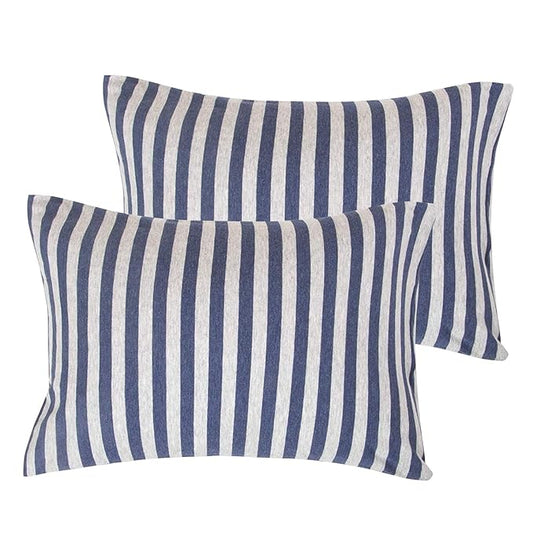 NTBAY Organic Cotton Toddler Pillowcases - Super Soft & Breathable Jersey Cotton Toddler Pillow Cases, 13”x18” Pillow Cases with Envelope Closure, Blue and Grey Stripe