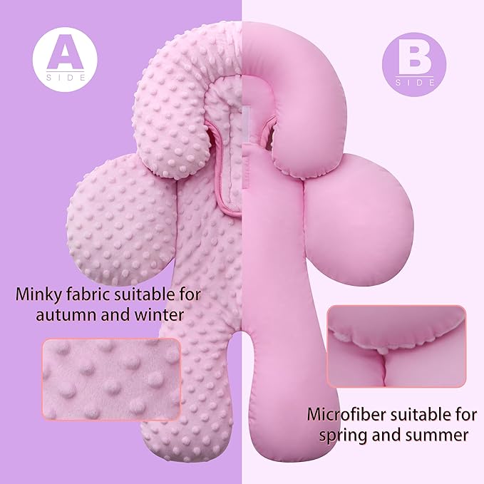 Pro Goleem Infant Car Seat Head Neck Body Support, Ultra-Soft Minky and Microfiber Car Seat Strap Pads, Perfect for Stroller, 2-in-1 Reversible, Girls, Pink