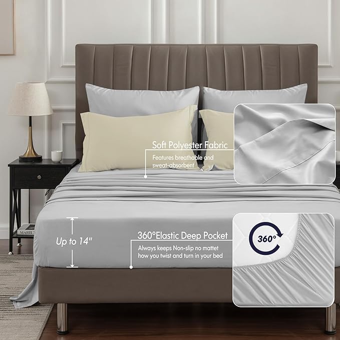BEDELITE Twin Comforter Set 5 Pieces Bed in A Bag - Soft Microfiber Reversible Oatmeal Bed Set with Comforters, Sheets, Pillowcase & Sham, Cozy Luxury Bedding Sets for All Season