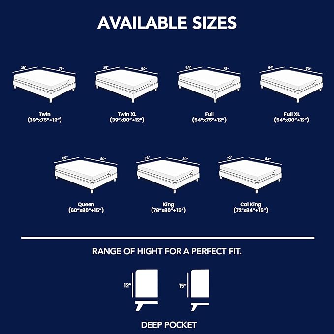 Full Mattress Protector Encasement with Zipper – Waterproof Mattress Protector Full Size – Soft, Breathable & Noiseless Zippered Mattress Cover – Fits Up to 12”