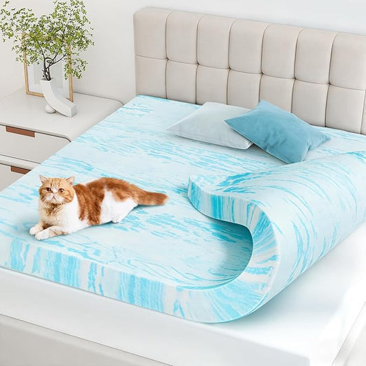 NEWBULIG Mattress Toppers Memory Foam Twin, 4 Inch Thick Bed Topper Pad Cooling Gel Infused Soft Comfy Padding Breathable for Sleeper Sofa Couch RV Camper, CertiPUR-US Certified