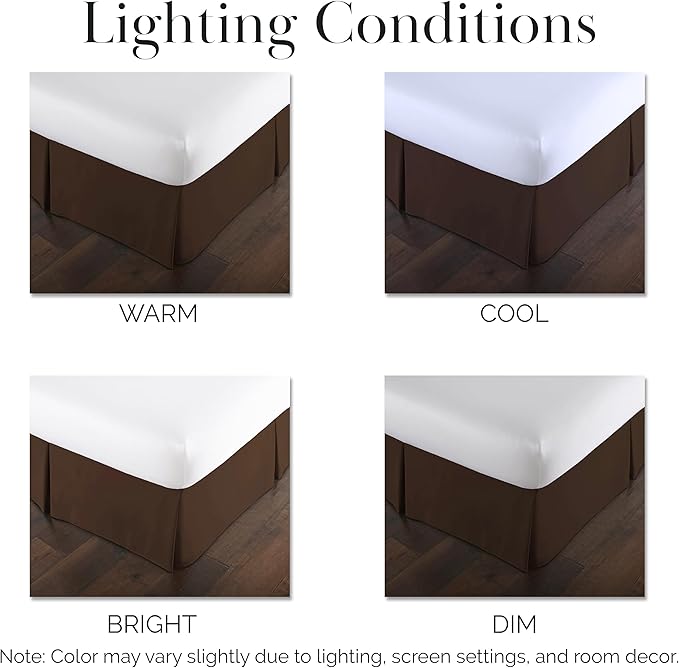 Southshore Fine Living, Inc. Full Size Bed Skirt, 14-Inch Drop Pleated Bed Skirt for Full Mattress, Dust Ruffle for Full Size Bed, Chocolate Brown